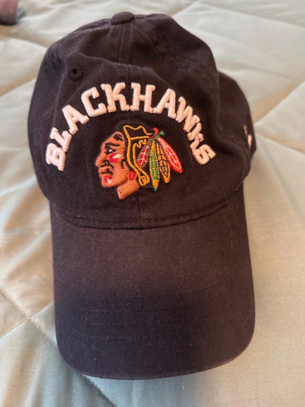 Zephyr Black Embroidered Blackhawks Cap